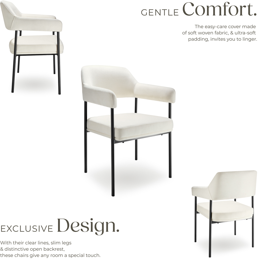 tectake Doe Set of 6 Cream Woven Fabric Armchair Image 3