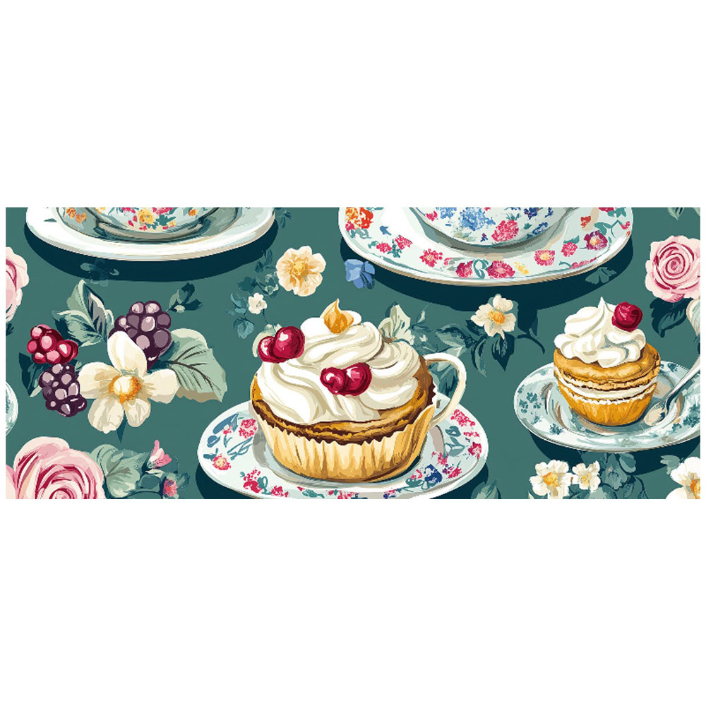 Warren Reed Designer Vintage Tea Party Glass Bathroom Splashback 25 x 60cm Image 2