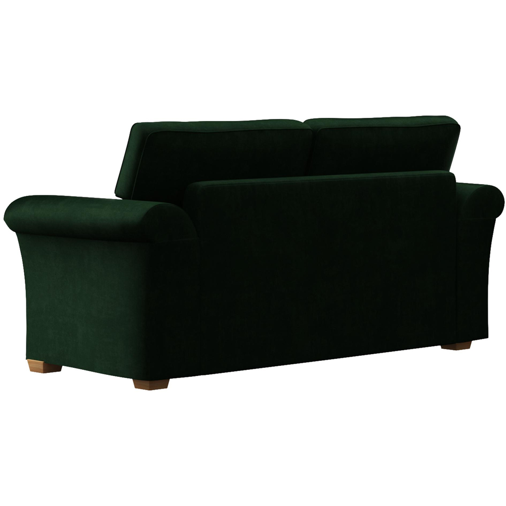 Castleacre 3 Seater Forest Green Plush Velvet Fixed Back Sofa Image 4