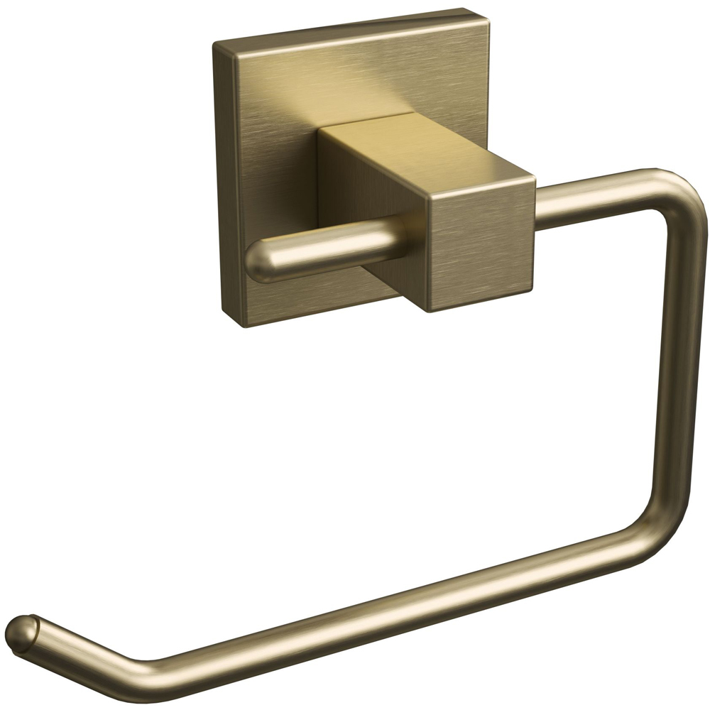 Rothley Satin Brass Square Toilet Roll Holder Image 1