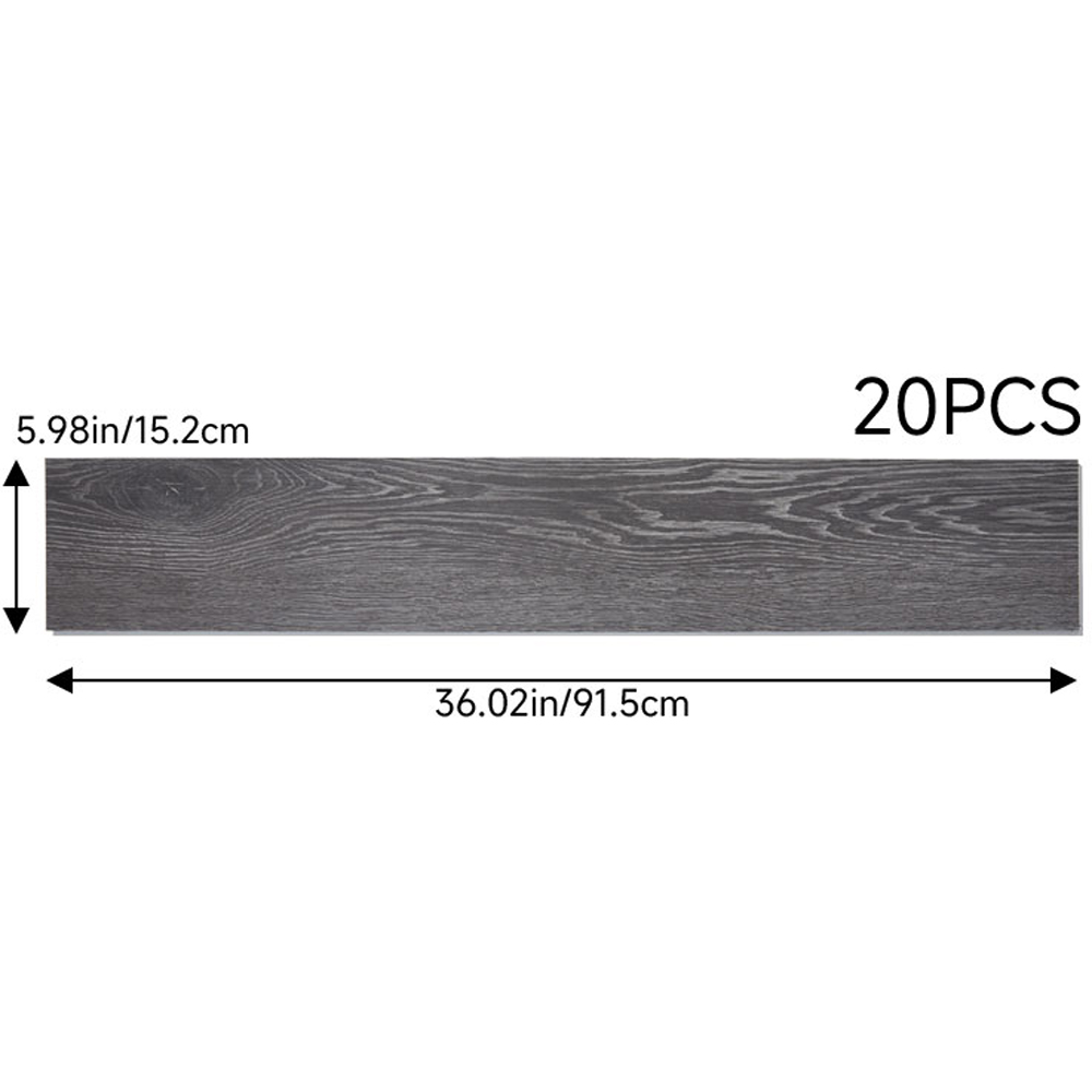 Living and Home Dark Grey Wood Grain Rectangle PVC Flooring 20 Pack Image 8