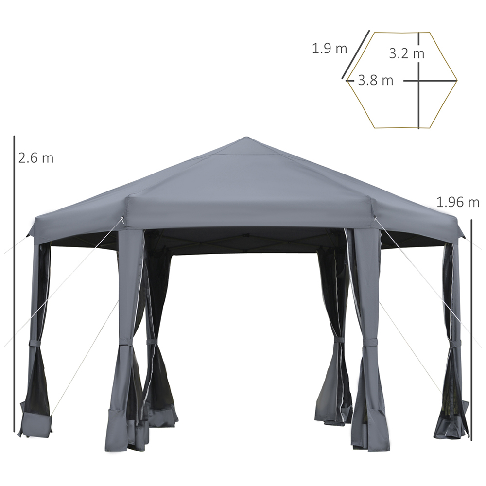 3.2m Pop Up Gazebo Hexagonal Grey Image 6