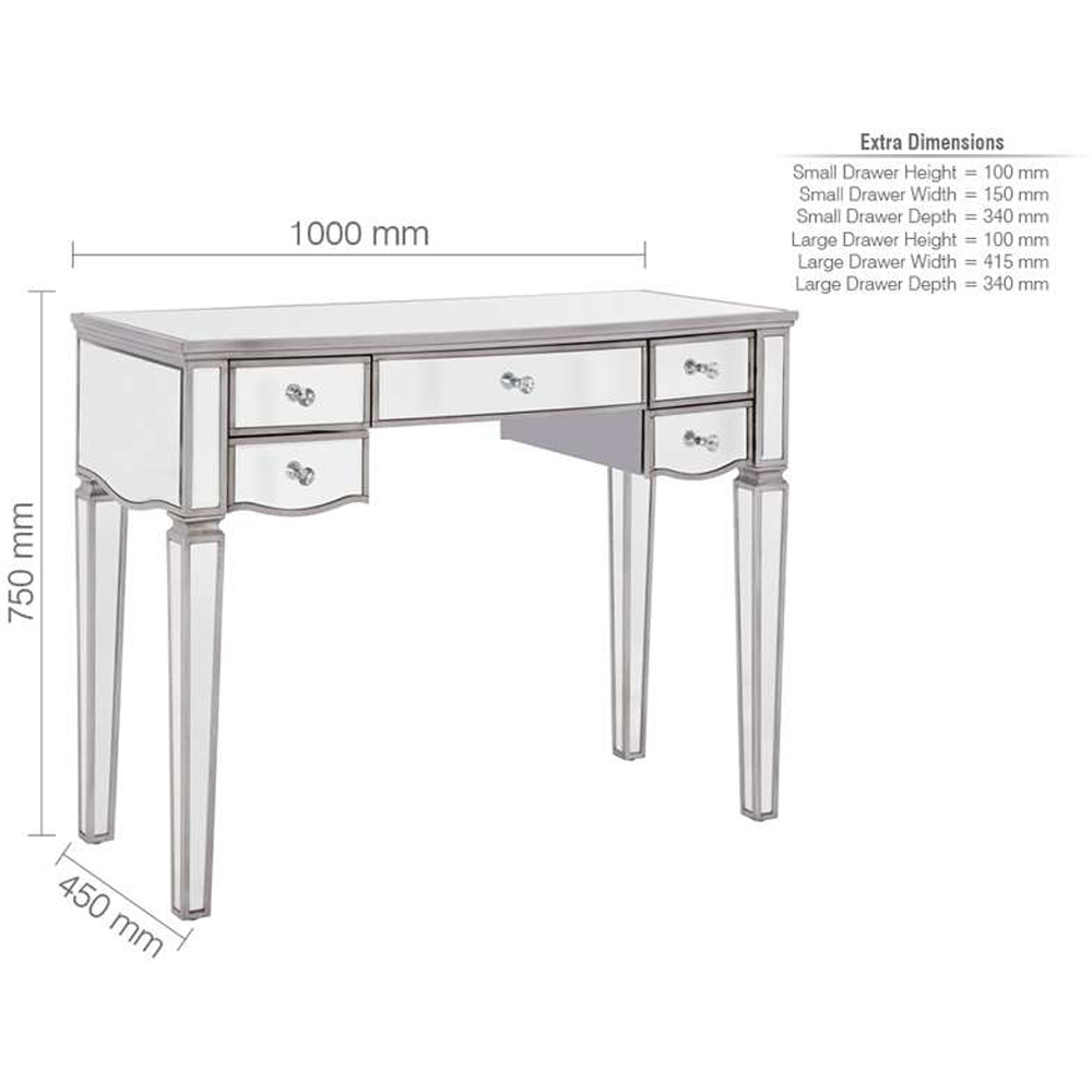 Birlea Elysee 5 Drawer Mirrored Dressing Table Image 9
