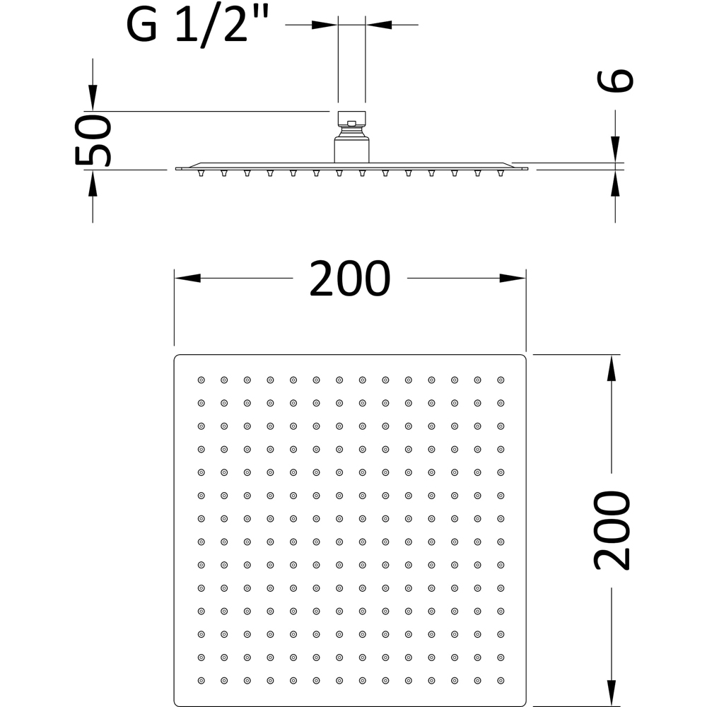 nuie Chrome Square Fixed Shower Head 200mm Image 2