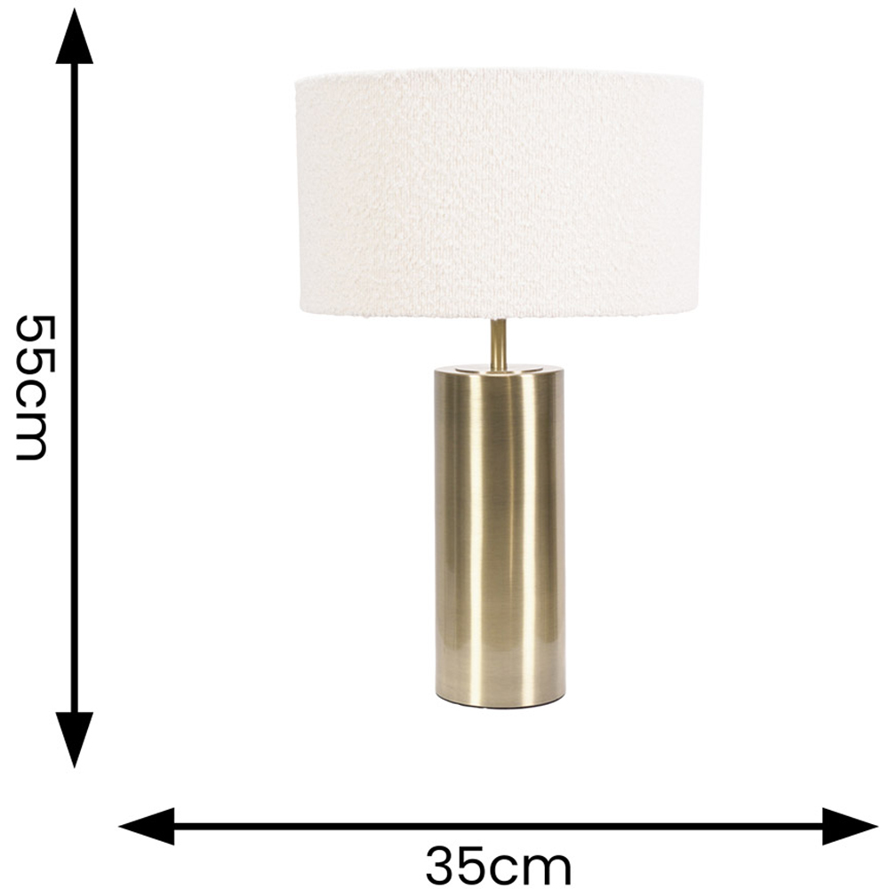 ValueLights Lexy Reni Cream Boucle and Antique Brass Shade Touch LED Table Lamp Image 6
