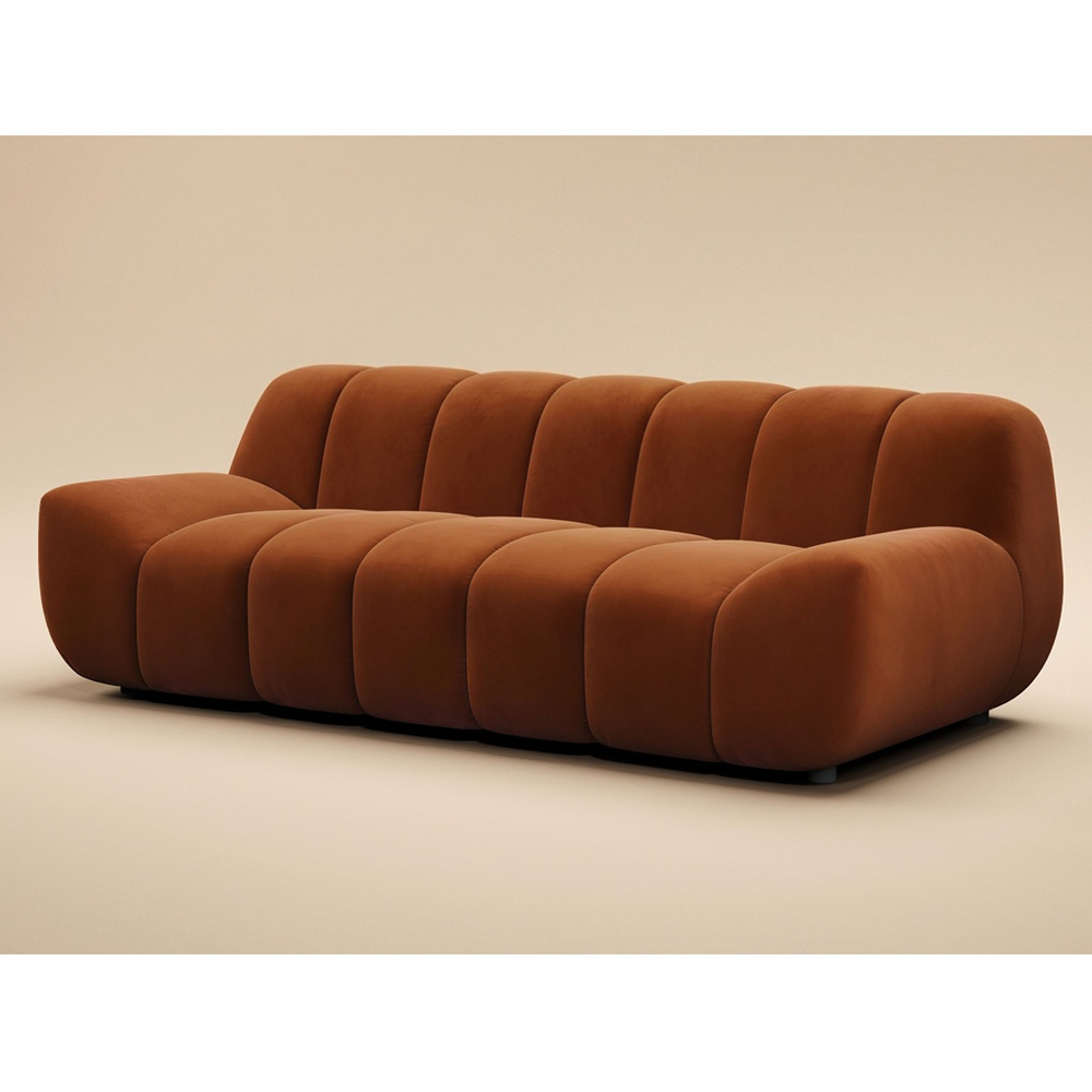 SOLACE+CO Macy Burnt Orange Velvet Large 3 Seater Sofa Image 2