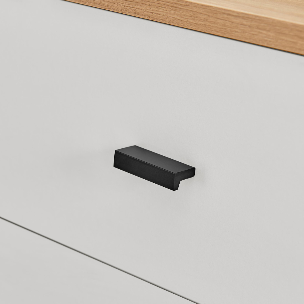 Furniturebox Billet 5 Drawer Off White and Wood Effect Chest of Drawers Image 2