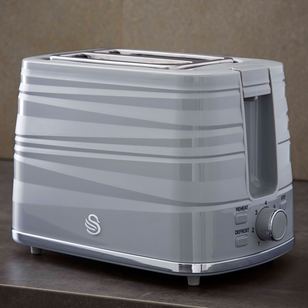 Swan Symphony EEJB175 Grey 2 Slice Toaster 1.7L Kettle and Microwave Bundle Image 2