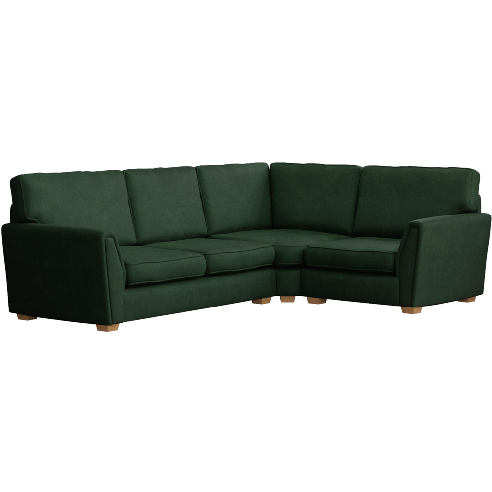 Wendleberry 3 Seater Forest Green Plush Velvet Fixed Back Right Hand Corner Sofa Image 2
