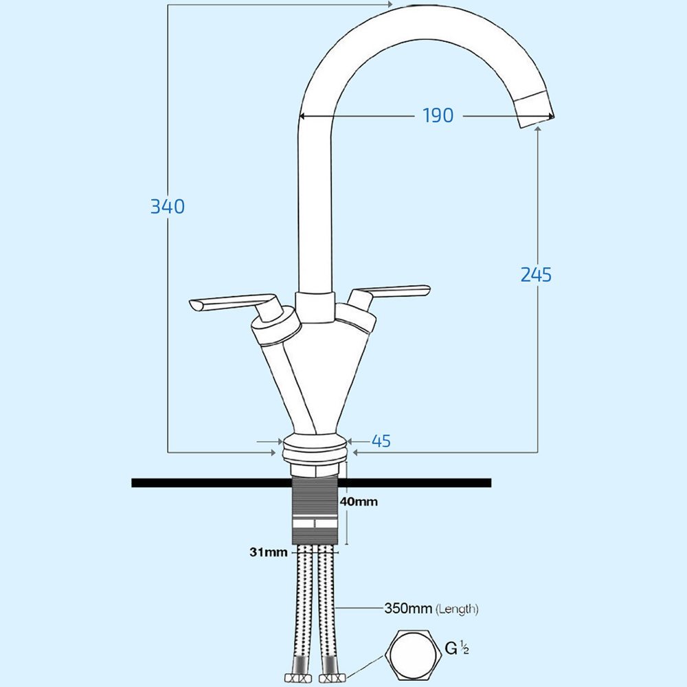 Nes Home Corry Chrome Swivel Spout Mono Kitchen Mixer Tap Image 4