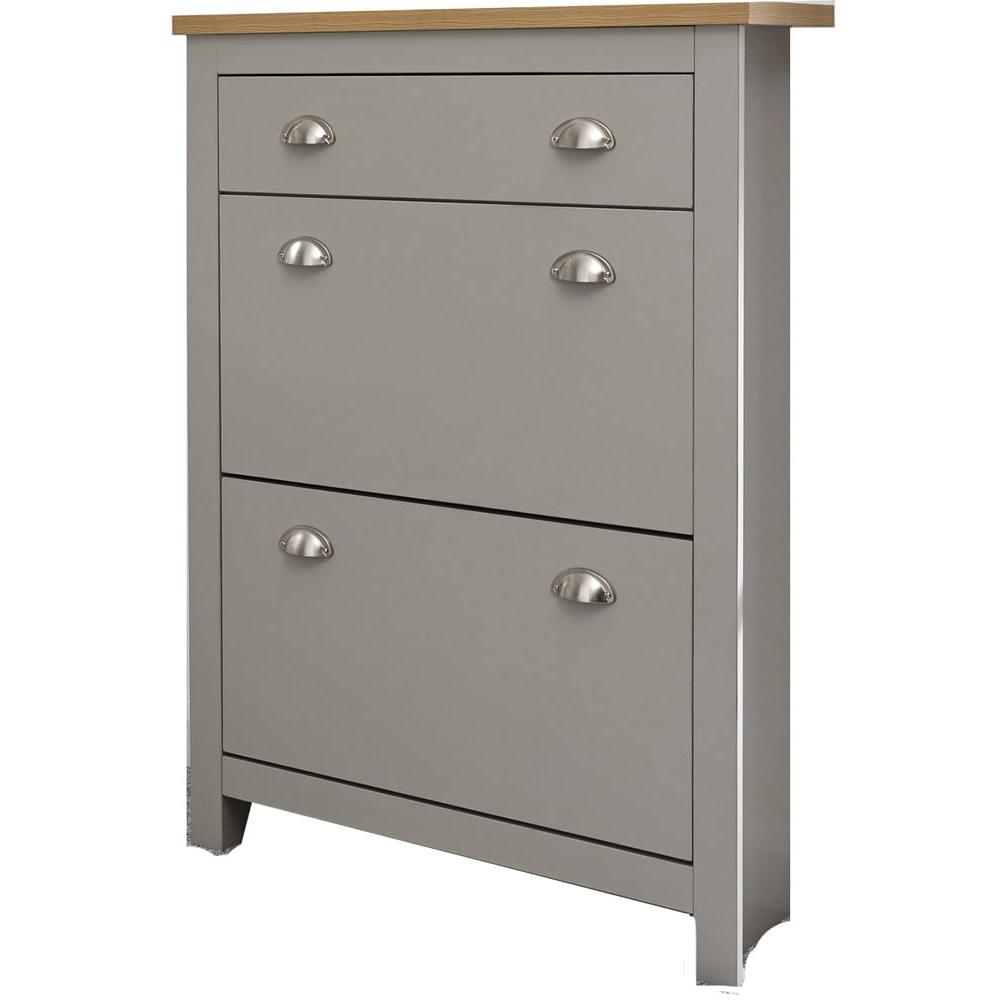 GFW Lancaster Grey 2 Door 1 Drawer Shoe Cabinet Image 2