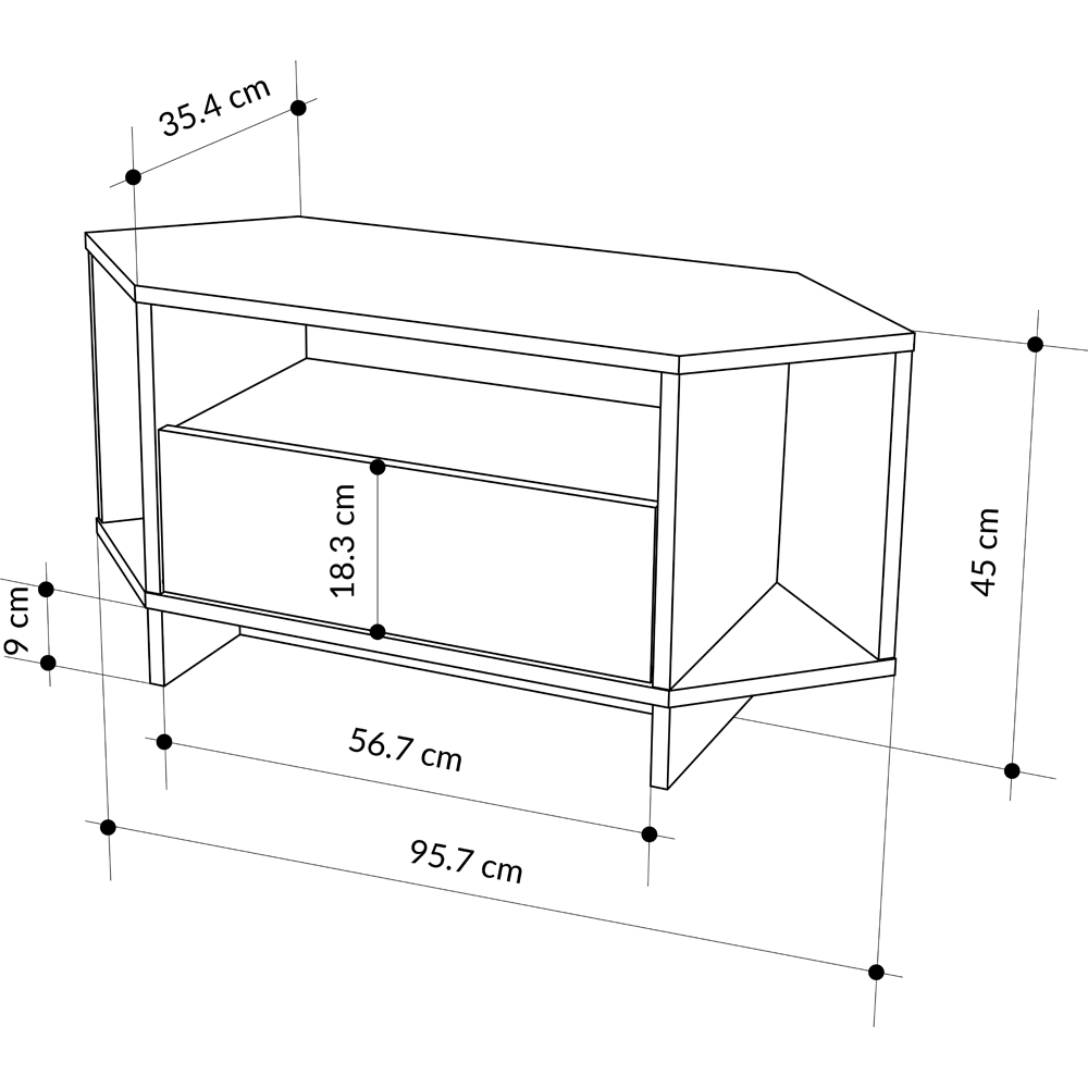 Decortie Viva Single Door 3 Shelf Oak Effect Corner TV Stand Image 7
