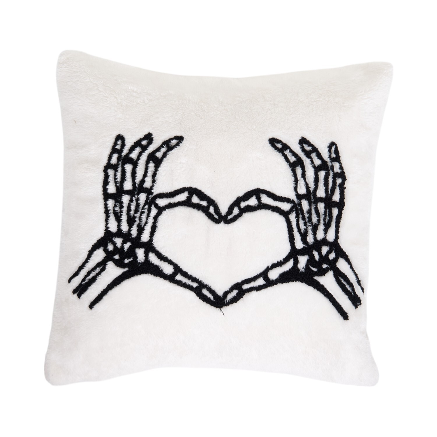 Skeleton Heart Cushion White and Black Image 2
