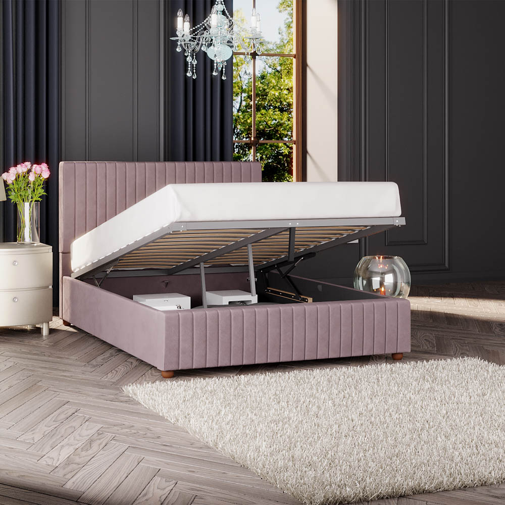 Laurence Llewelyn-Bowen Estella Super King Size Blush Plush Velvet Ottoman Bed Image 2