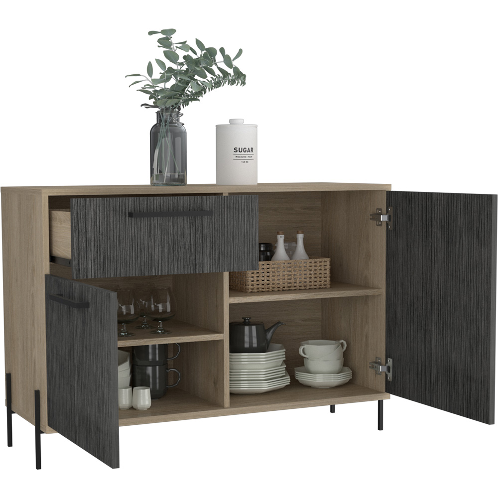 Core Products Harvard 2 Doors Single Drawer Grey Oak Small Sideboard Image 4