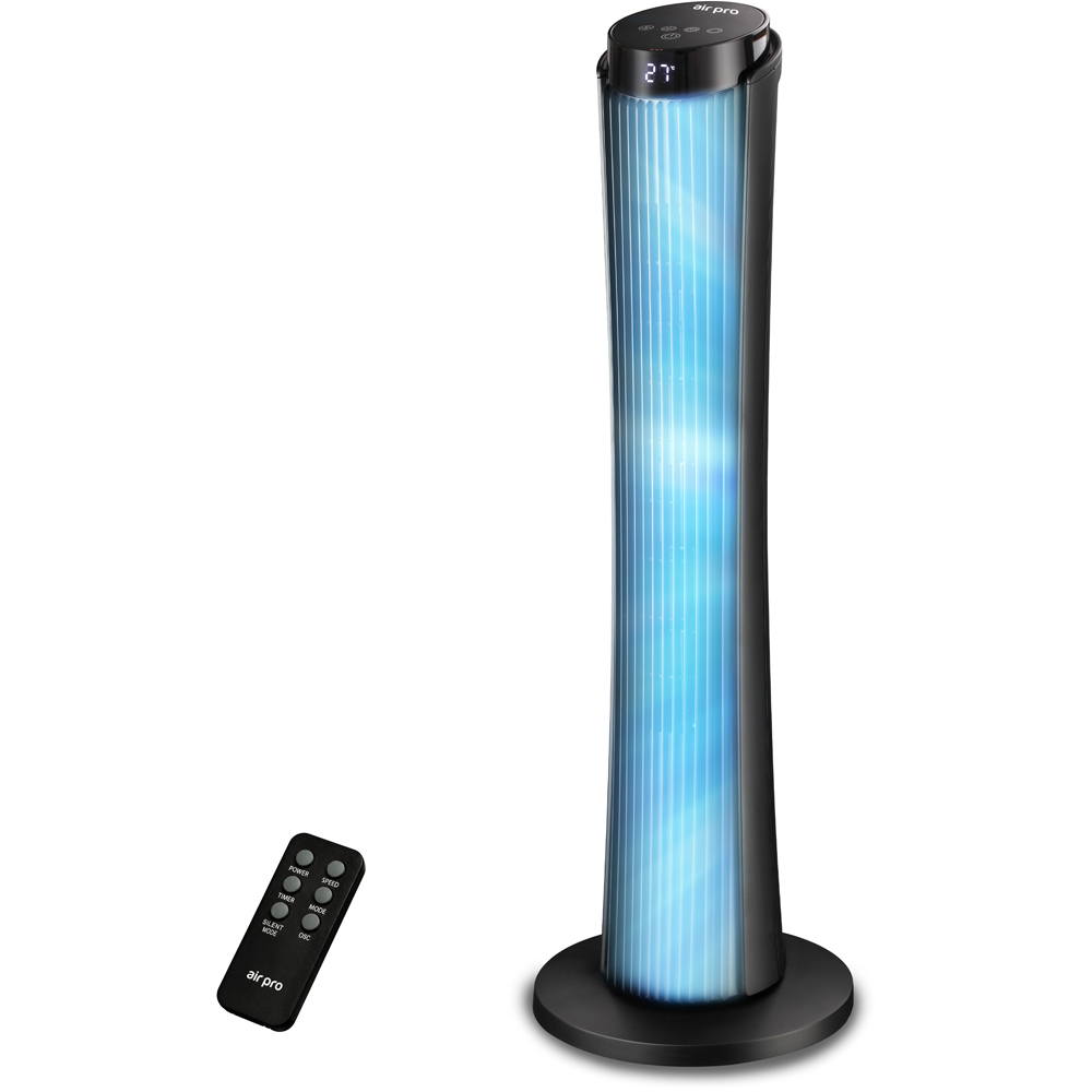 Air Pro Black Oscillating Bladeless Tower Fan with Remote 34 inch Image 2