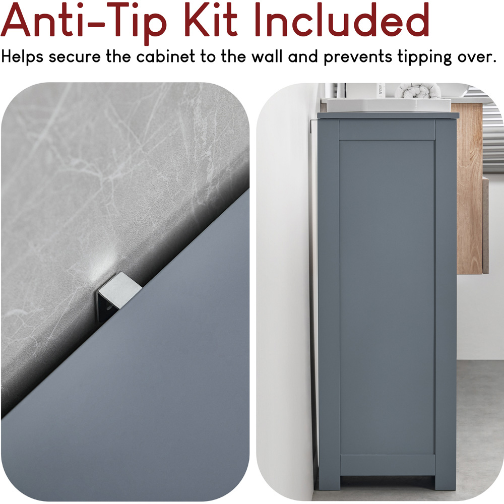 Bath Vida Priano Single Door 4 Drawer Grey Bathroom Cabinet Image 5