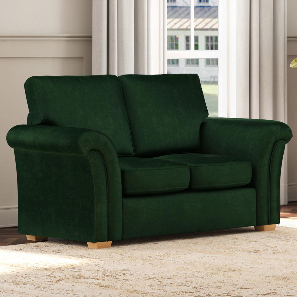 Castleacre 5 Seater Forest Green Plush Velvet Fixed Back Sofa Set Image 5