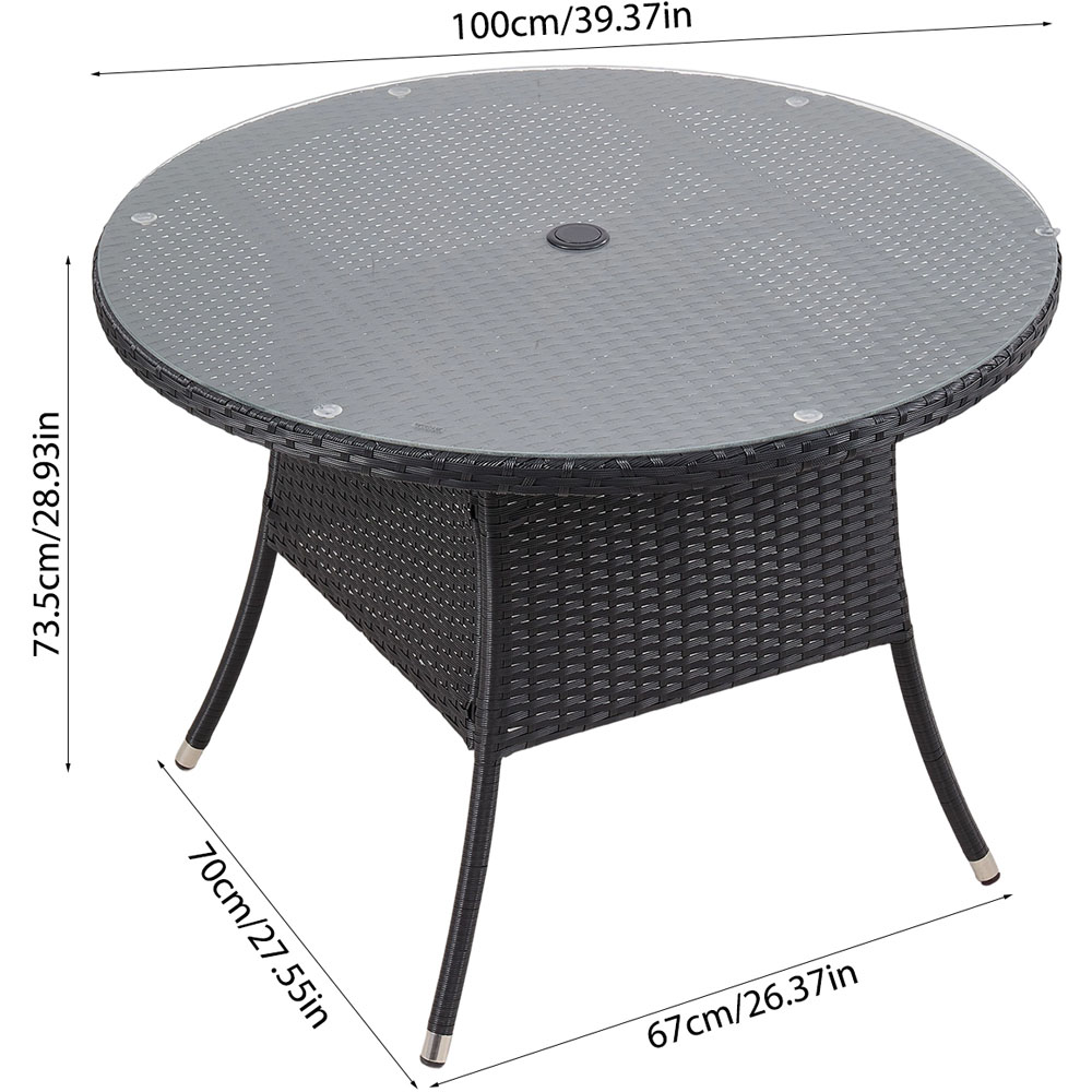 Living and Home Garden Rattan Round Table with Parasol Hole Image 9