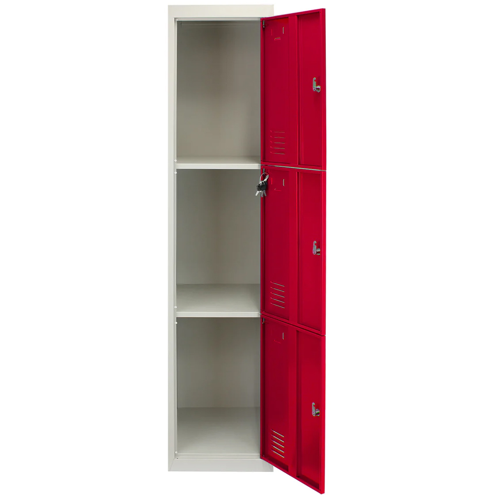 MonsterShop 3 Door Red Metal Storage Locker Image 3