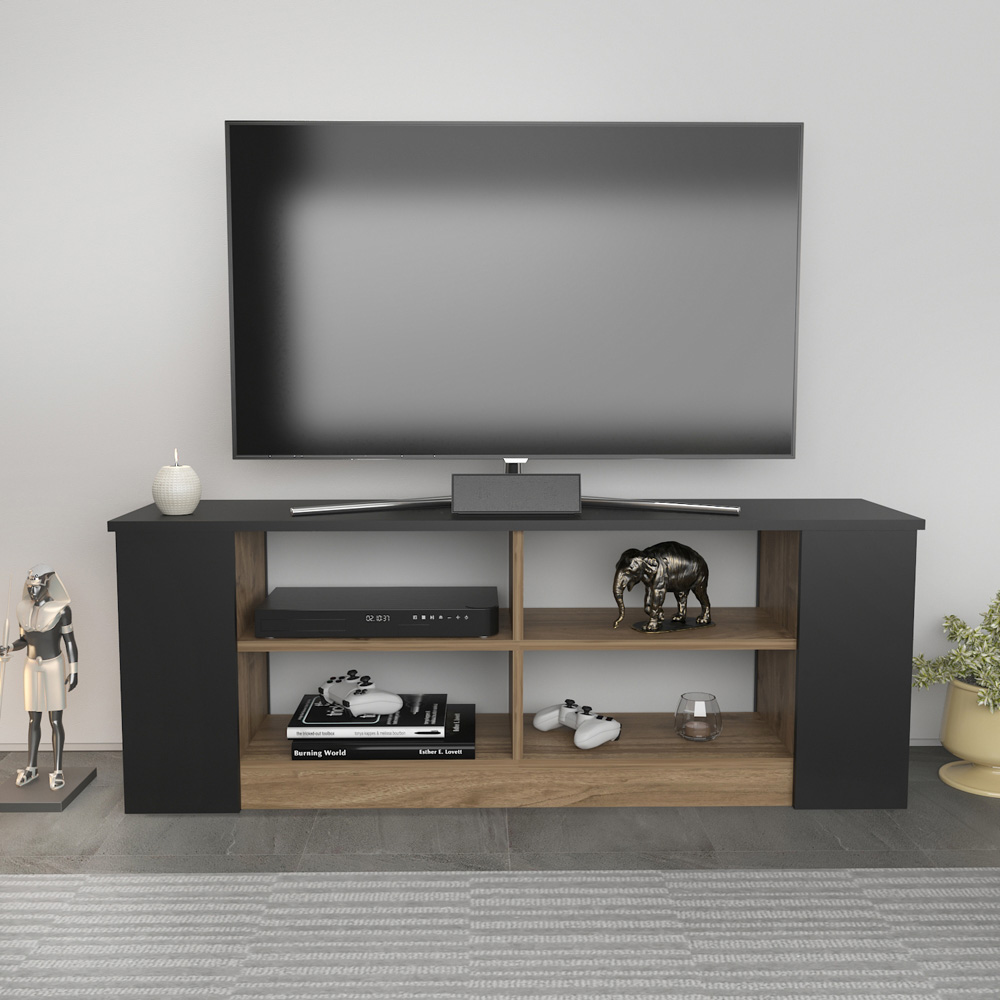 Decorotika Space 8 Shelf Black and Walnut TV Unit Image 5