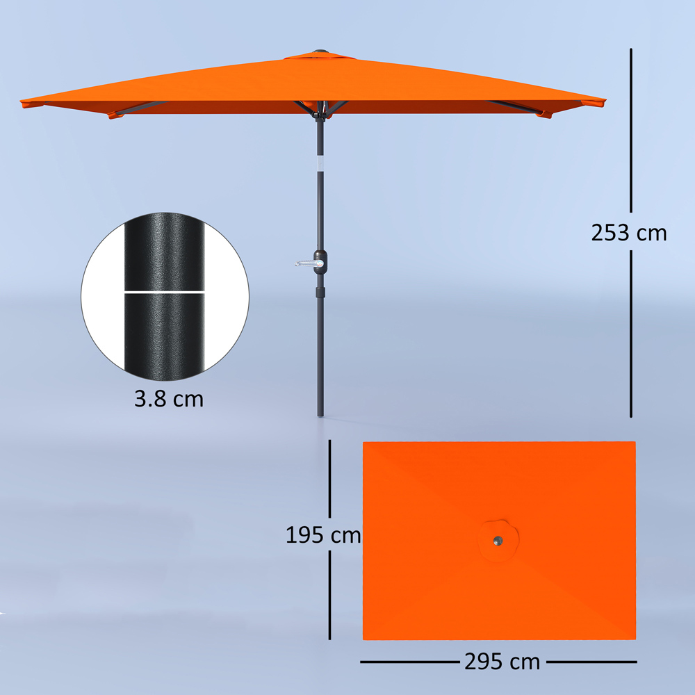 Outsunny Orange Crank and Tilt Parasol 3m Image 9