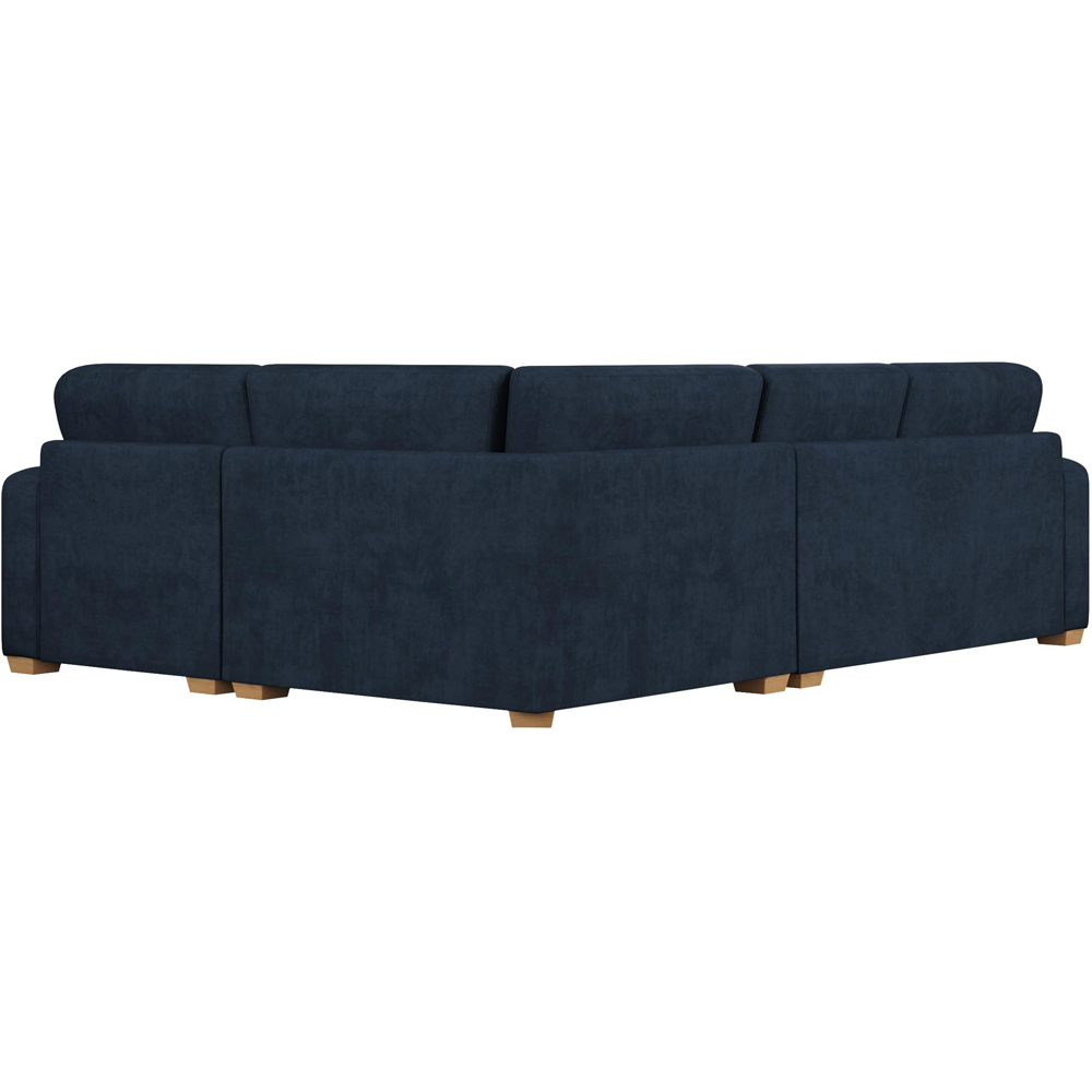 Theadford 3 Seater Royal Blue Plush Velvet Fixed Back Right Hand Corner Sofa Image 4