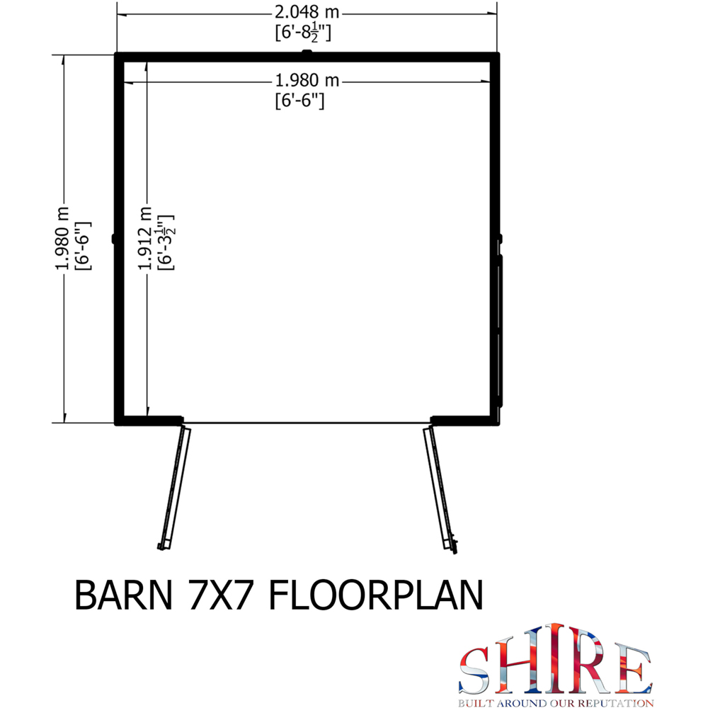 Shire Barn 7 x 7ft Double Door Wooden Shiplap Shed Image 7
