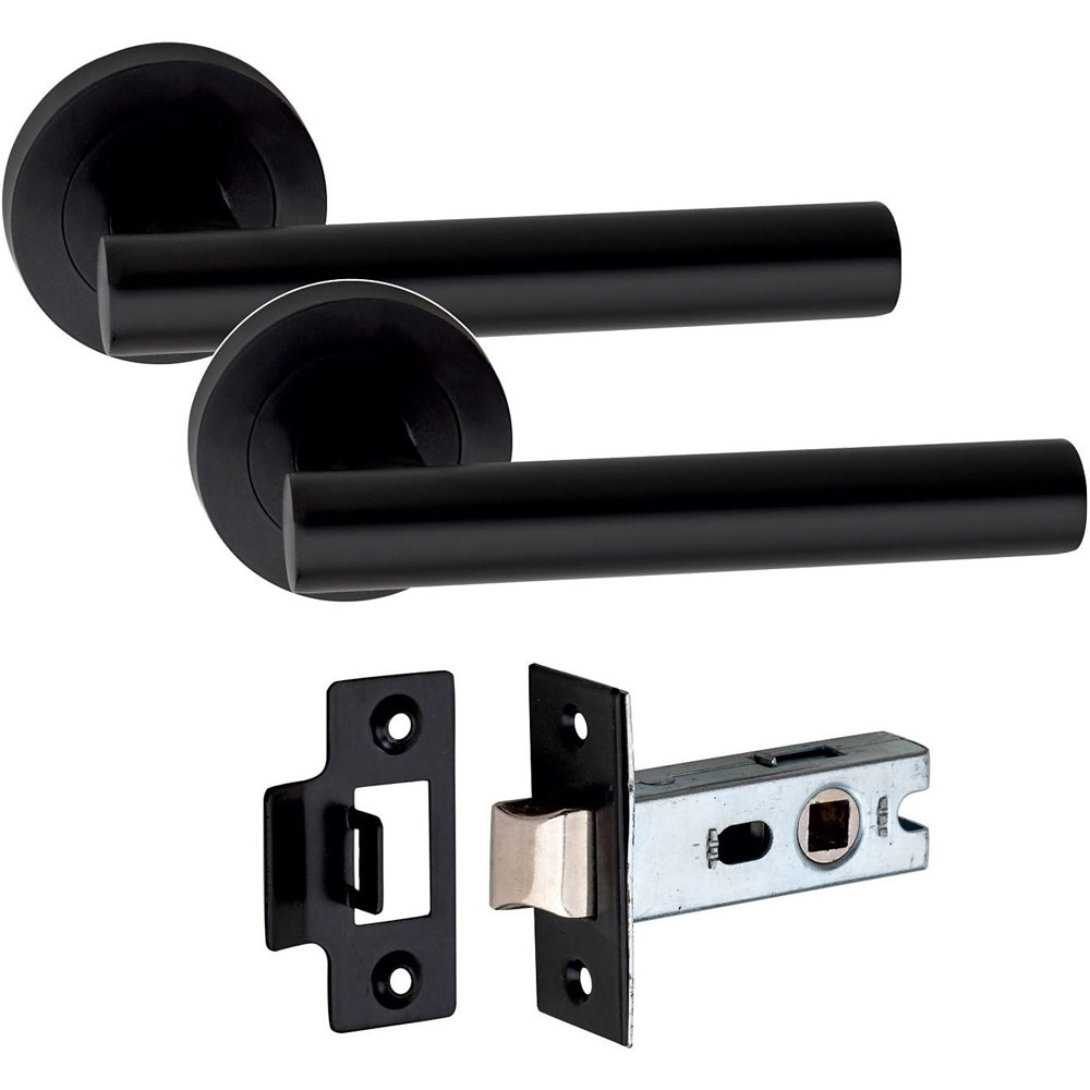 Golden Grace Straight T-Bar Door Handle Pair with Tubular Latch 4 Pack Image 3