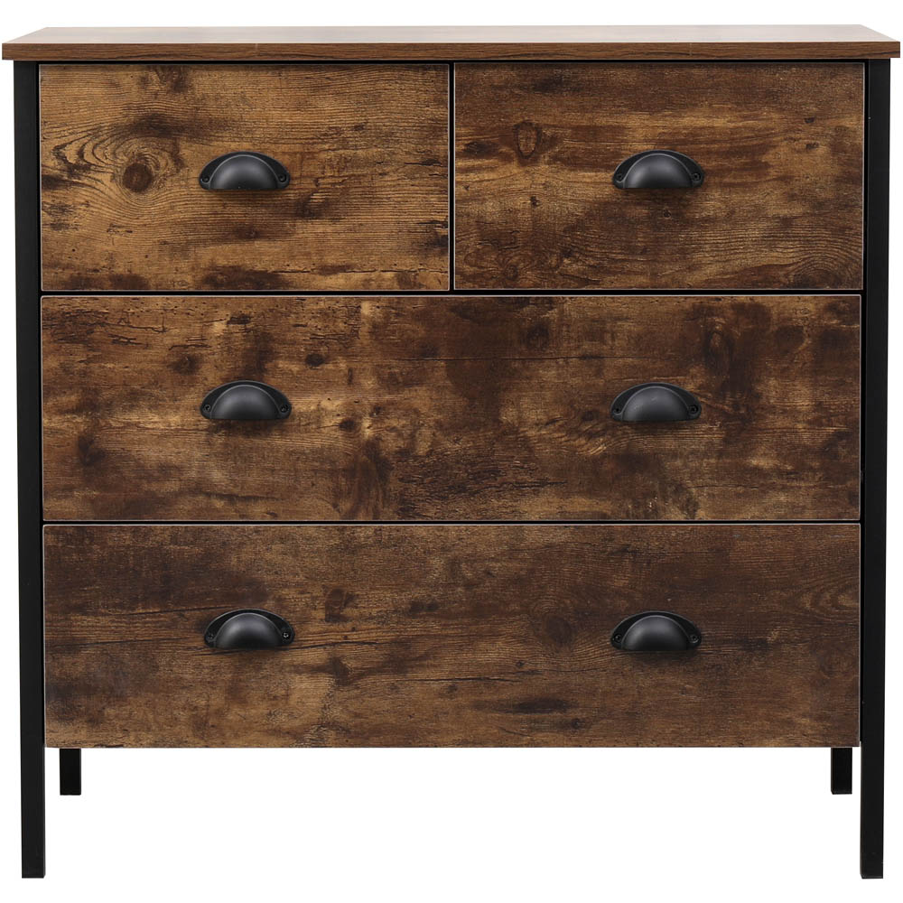 FurnitureHMD 4 Drawer Black and Brown Industrial Wooden Chest of Drawers Image 3