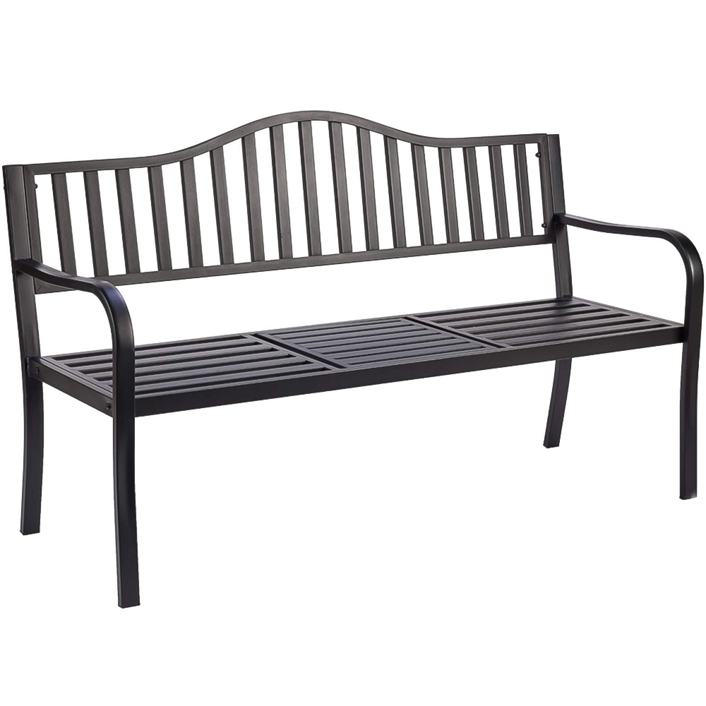 Home Source Valletta 3 Seater Black Garden Bench Loveseat Image 2