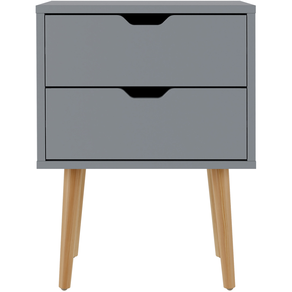 GFW Nyborg 2 Drawer Dark Grey Bedside Table Image 3