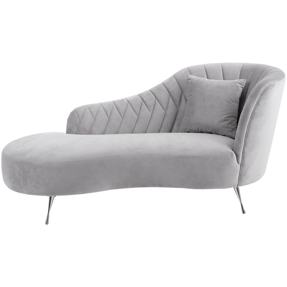 Premier Housewares Rene Grey Velvet Right Hand Chaise Longue Image 2