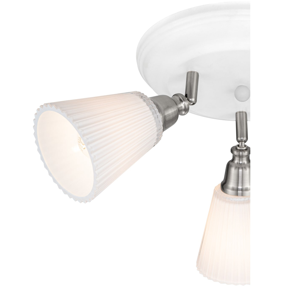 Cosylyte Leverton 3 Light Round Plate Ribbed Glass Spotlight Image 4