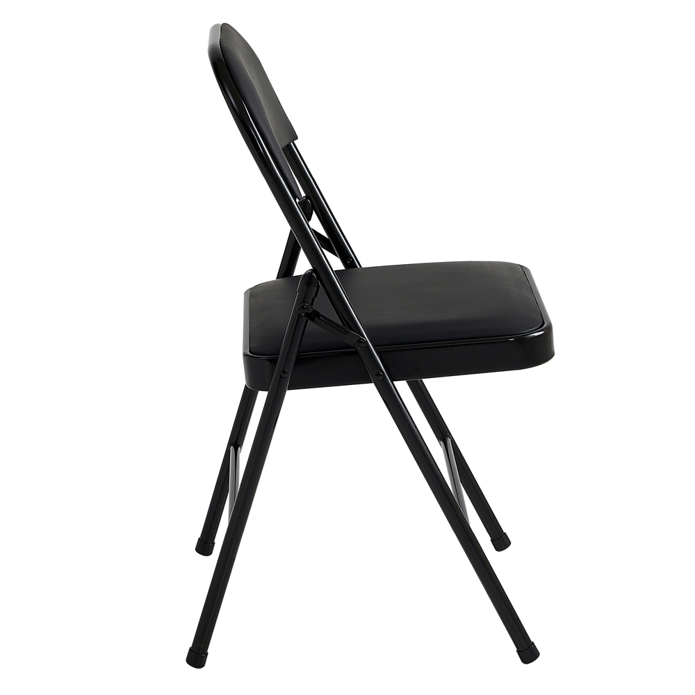Black Padded Folding Metal Dining Chairs Image 4