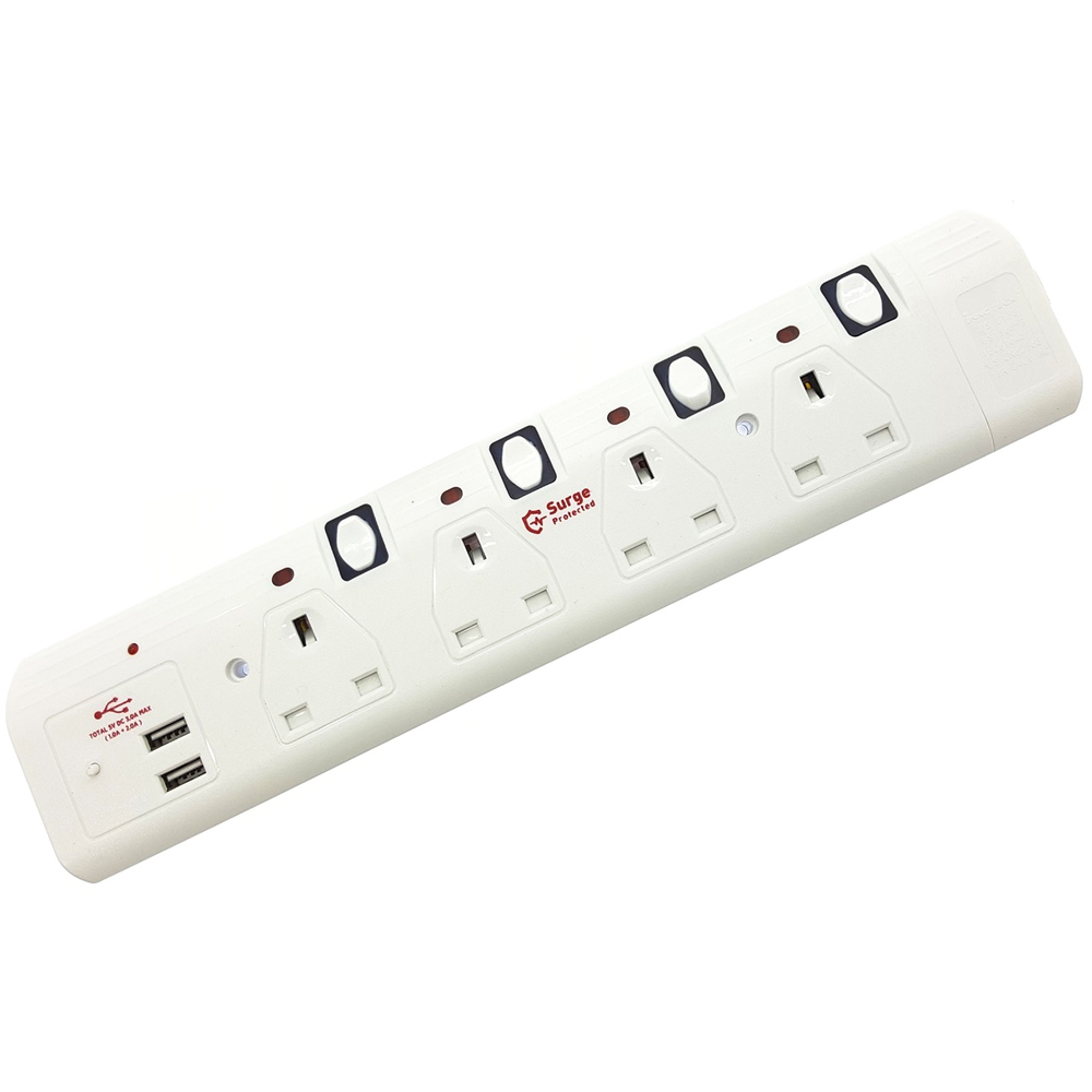 Innoteck 4 Way White Switched Extension Lead 2m Image 1
