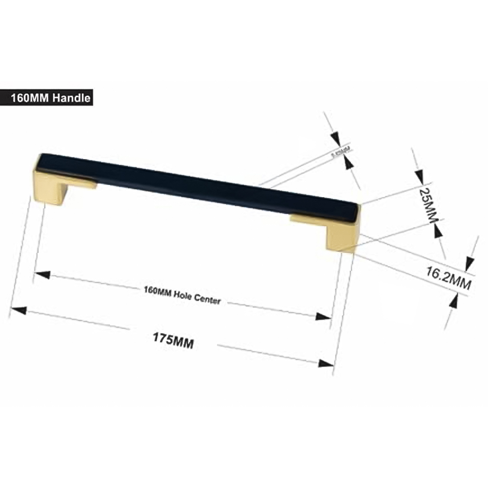 Golden Grace Black and Gold Gamma Cabinet Pull Handle Set 160mm Image 2