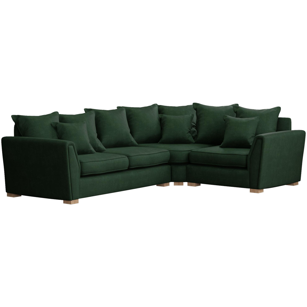 Wendleberry 3 Seater Forest Green Plush Velvet Scatter Back Right Hand Corner Sofa Image 2