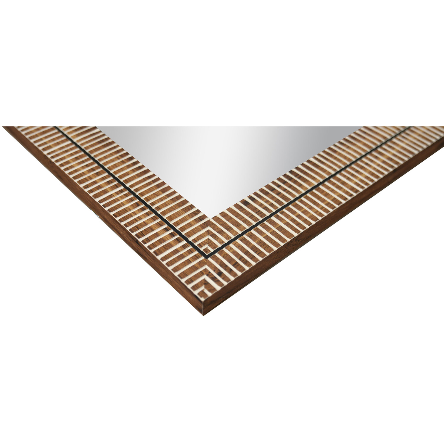 Nyla Wood Effect Striped Mirror - Brown Image 4