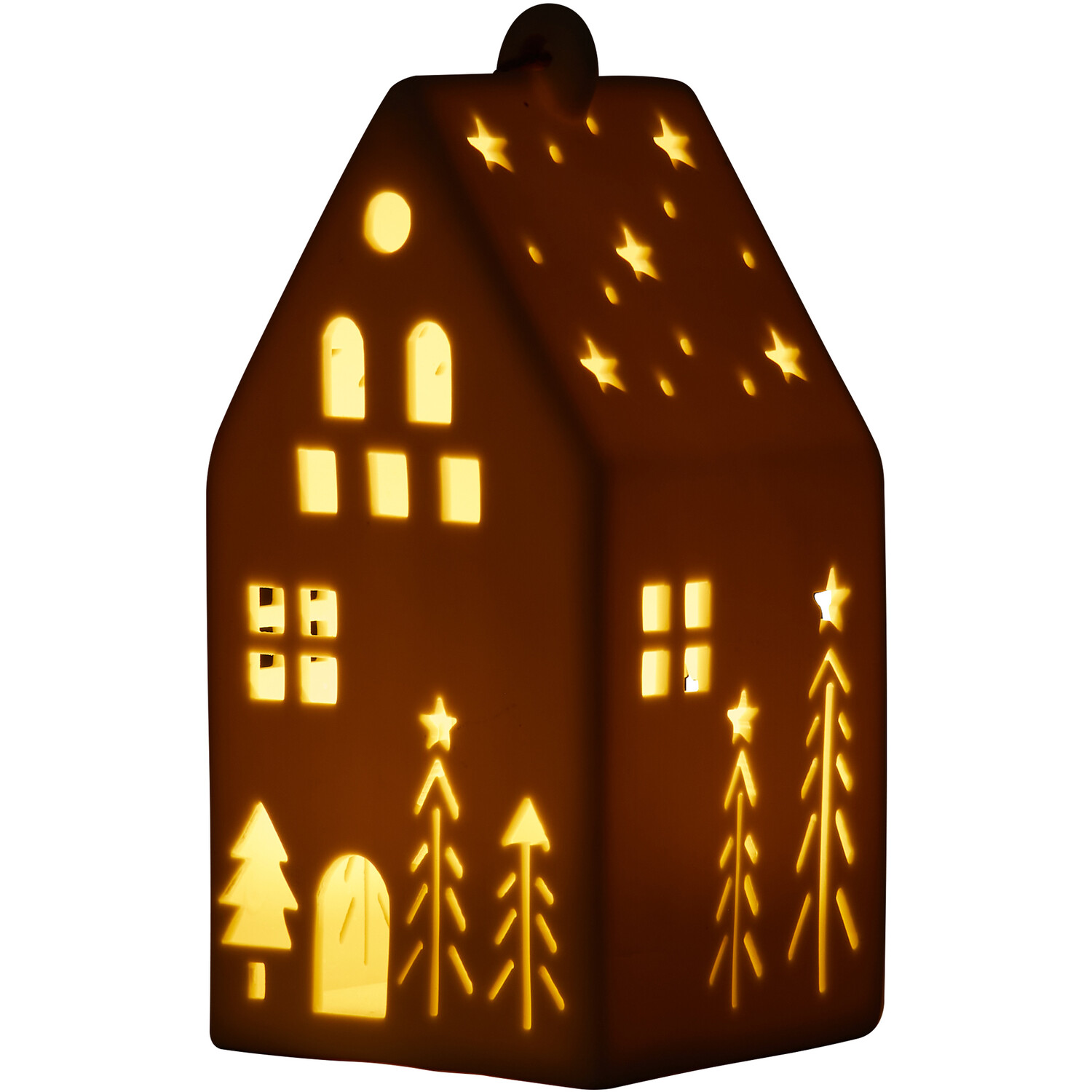 Ceramic LED Hanging House - White Image 5