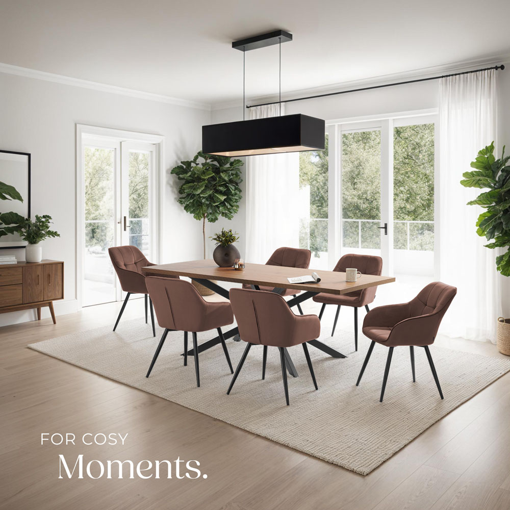 tectake Marilyn Set of 4 Brown and Black Quilted Velvet Dining Chair Image 8