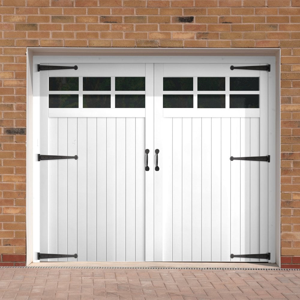 White Fibre Glass Double Glazed Obscure Glass External Garage Door 1981 x 2134mm Image 2
