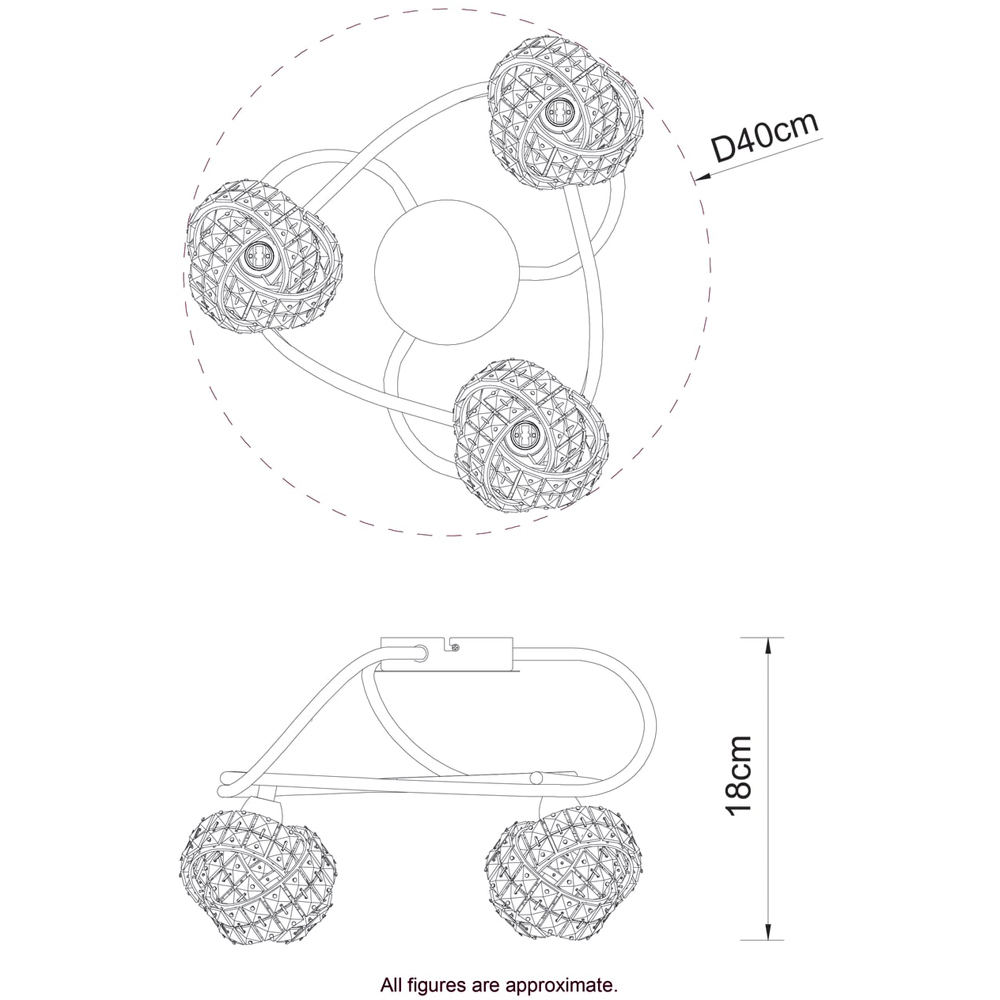 Cosylyte Mirri 3 Light Glass Beaded Shade Chrome Ceiling Light Image 7