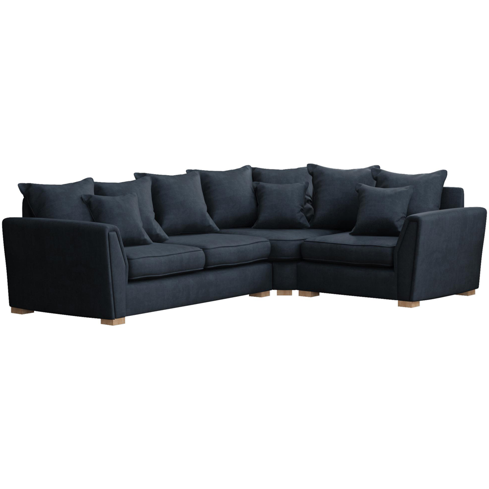 Wendleberry 3 Seater Royal Blue Plush Velvet Scatter Back Right Hand Corner Sofa Image 2
