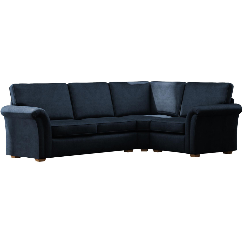 Castleacre 3 Seater Royal Blue Plush Velvet Left Hand Fixed Back Corner Sofa Image 2