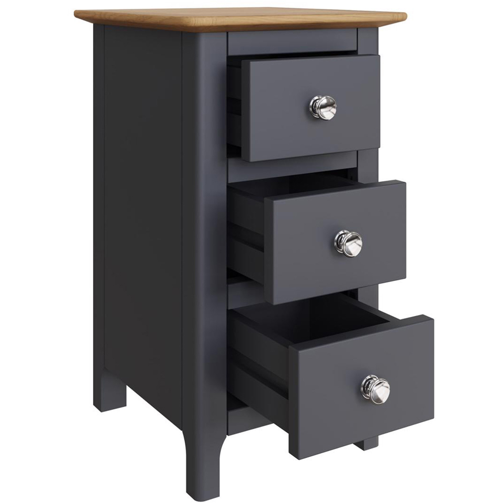 FWStyle Taberno Slim 3 Drawer Blue Oak Assembled Bedside Table Image 3