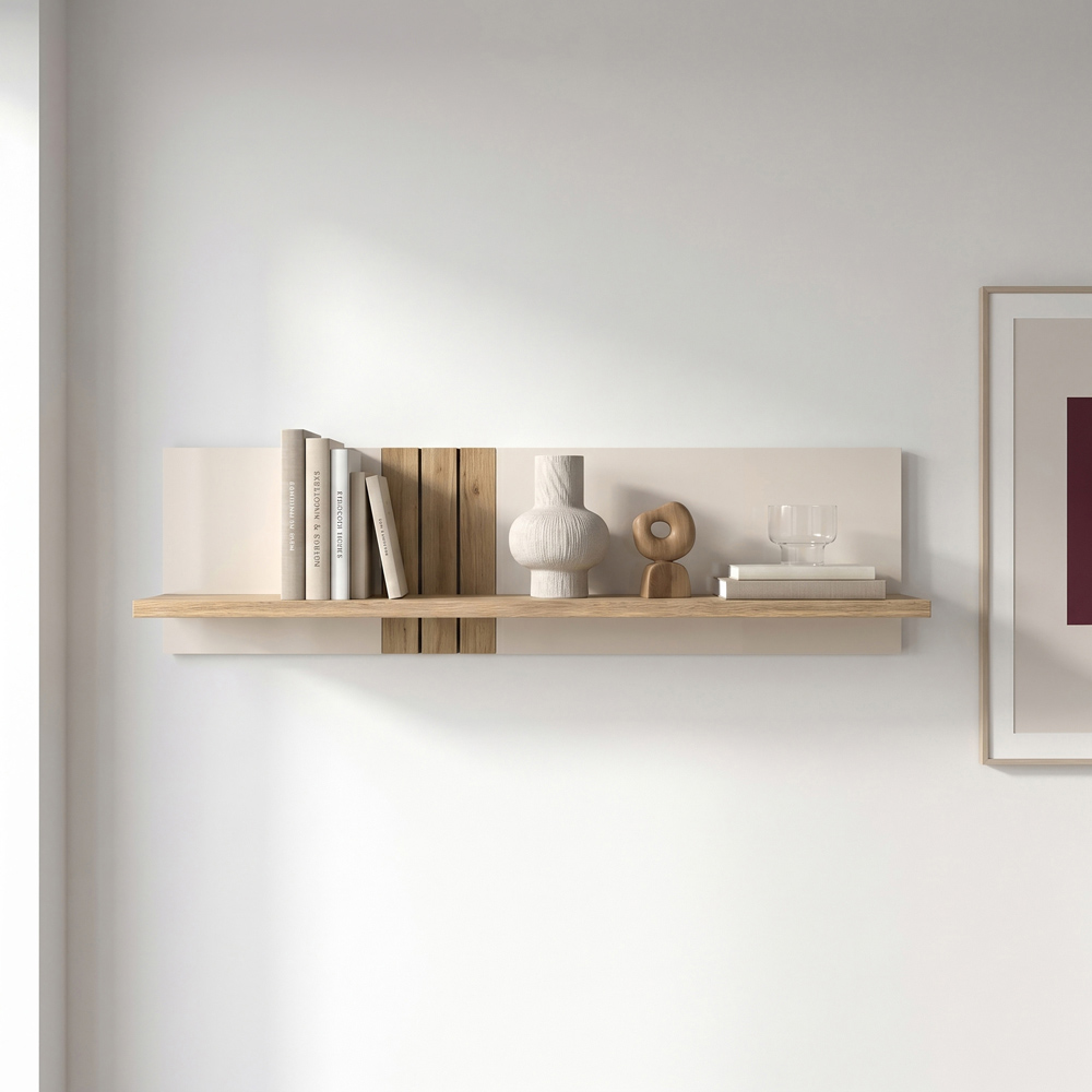 Florence Grafton Cream and Oak Wall Shelf Image 5