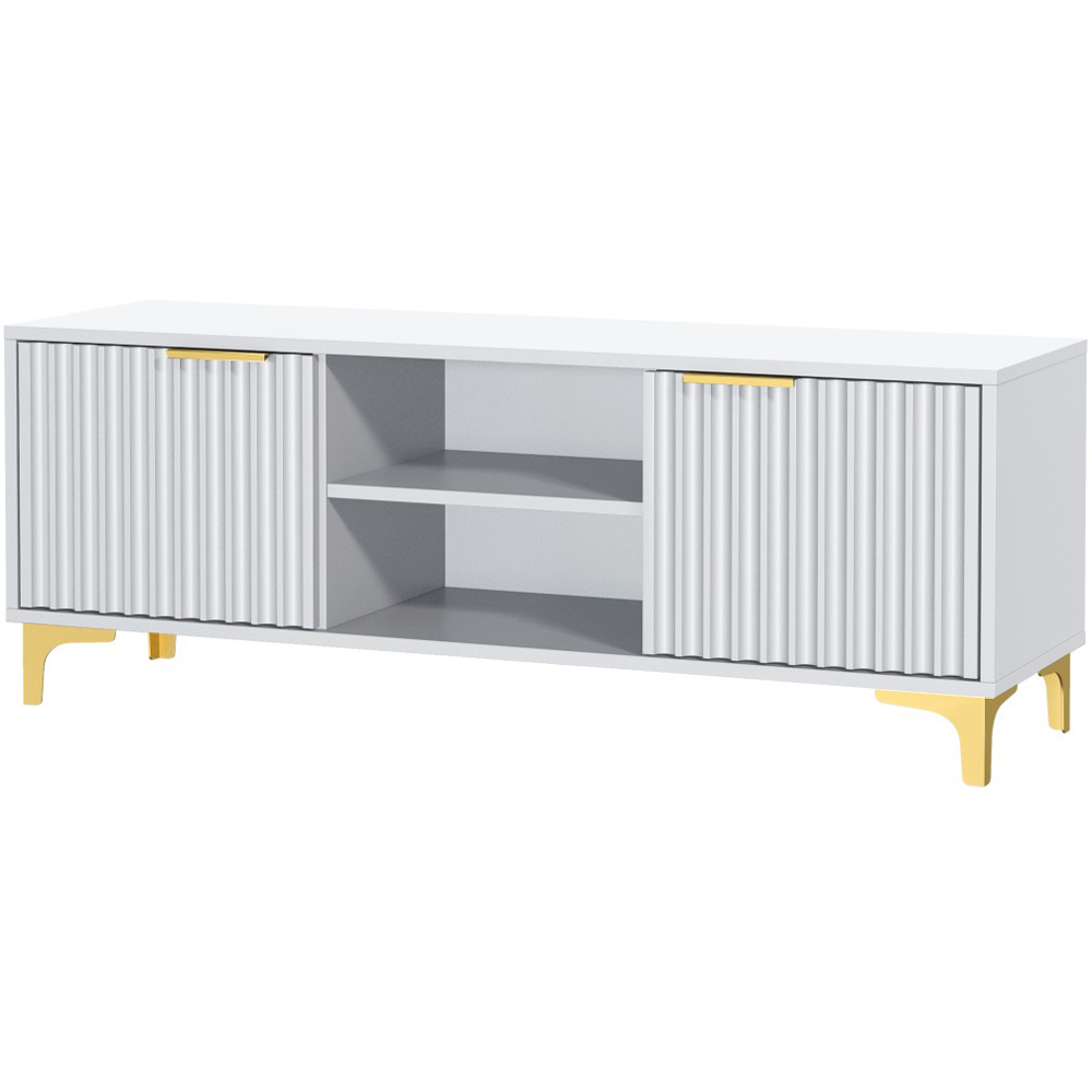 Creative Furniture Tide Crest White and Gold 2 Door 2 Shelf TV Unit Image 3