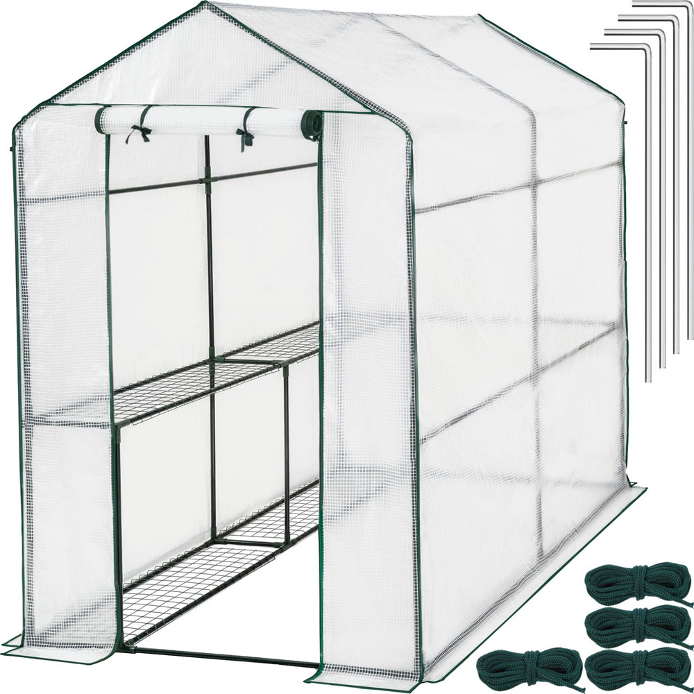 tectake 4 Shelf 3.9 x 6.1ft Greenhouse with Tarpaulin Cover Image 2