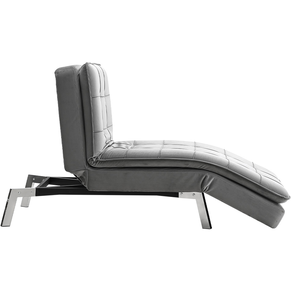 Living and Home Chaise Grey Fabric Upholstered Adjustable Lounger Image 3